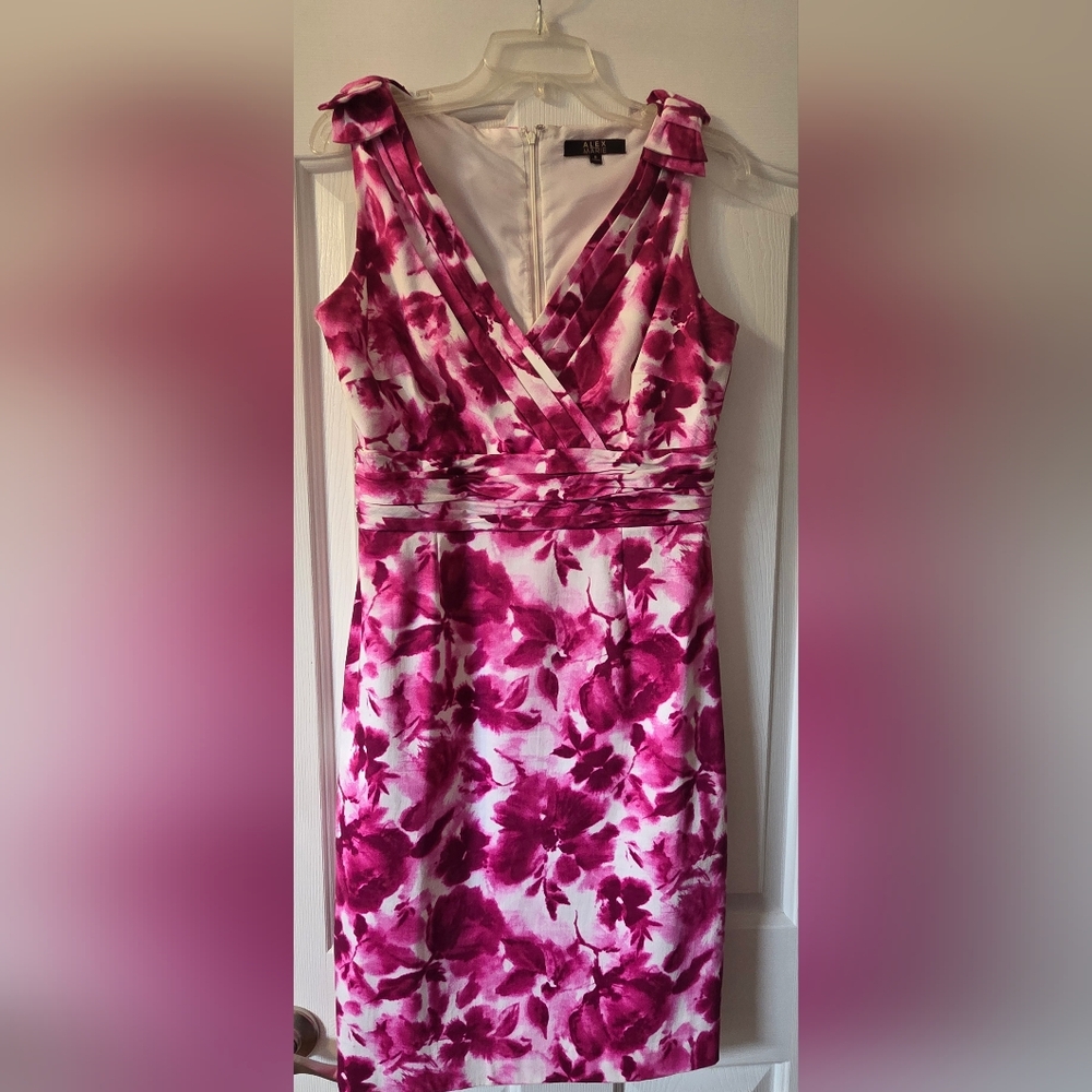 Alex Marie Fuchsia Floral Midi Dress